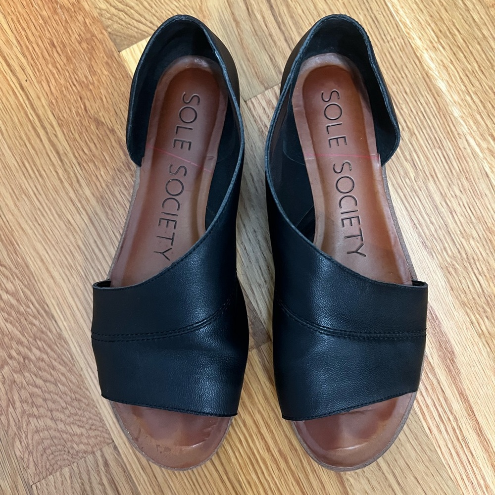Sole Society Black Flats Minimalist Design